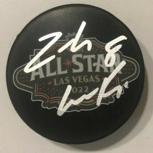 ZACH WERENSKI SIGNED 2022 NHL ALL STAR PUCK W/ CASE COLUMBUS BLUE JACKETS COA