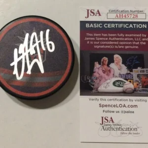 VINCENT TROCHECK SIGNED NEW YORK RANGERS HOCKEY PUCK W/ CASE JSA COA