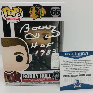 BOBBY HULL SIGNED POP FUNKO FIGURE NHL LEGEND CHICAGO BLACKHAWKS PROOF BAS COA