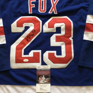 ADAM FOX SIGNED NEW YORK RANGERS HOCKEY JERSEY JSA COA