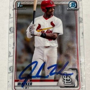 JORDAN WALKER SIGNED 2020 BOWMAN CHROME DRAFT BASEBALL CARD ROOKIE AUTO