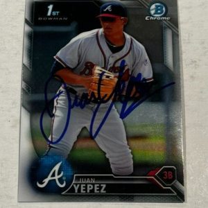 JUAN YEPEZ SIGNED 2016 BOWMAN CHROME BASEBALL ROOKIE CARD AUTO