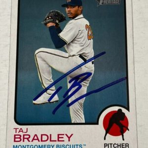 TAJ BRADLEY SIGNED 2022 TOPPS HERITAGE MINOR LEAGUE BASEBALL CARD AUTO