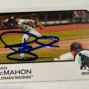 RYAN MCMAHON SIGNED 2022 TOPPS HERITAGE BASEBALL CARD AUTO