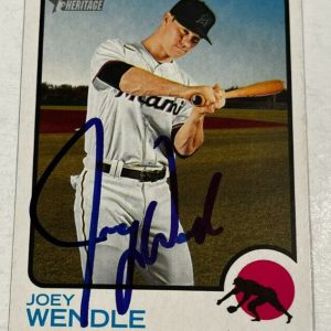 JOEY WENDLE SIGNED 2022 TOPPS HERITAGE BASEBALL CARD AUTO