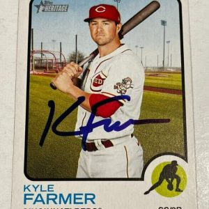 KYLE FARMER SIGNED 2022 TOPPS HERITAGE BASEBALL CARD AUTO
