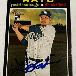 YOSHI TSUTSUGO SIGNED 2020 TOPPS HERITAGE BASEBALL CARD AUTO