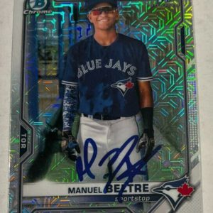 MANUEL BELTRE SIGNED 2021 BOWMAN CHROME BASEBALL CARD ROOKIE AUTO