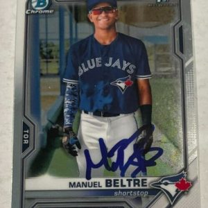 MANUEL BELTRE SIGNED 2021 BOWMAN CHROME BASEBALL CARD ROOKIE AUTO