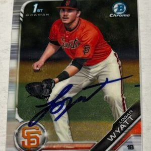 LOGAN WYATT SIGNED 2019 BOWMAN CHROME DRAFT PROSPECT BASEBALL CARD AUTO