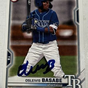 OSLEIVIS BASABE SIGNED 2021 BOWMAN DRAFT PROSPECT BASEBALL ROOKIE CARD AUTO