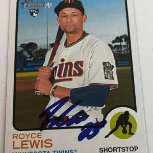 ROYCE LEWIS SIGNED 2022 TOPPS HERITAGE ROOKIE BASEBALL CARD AUTO