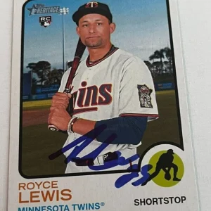ROYCE LEWIS SIGNED 2022 TOPPS HERITAGE ROOKIE BASEBALL CARD AUTO