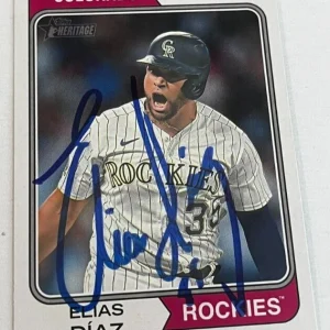 ELIAS DIAZ SIGNED 2023 TOPPS HERITAGE BASEBALL CARD AUTO