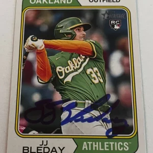 JJ BLEDAY SIGNED 2023 TOPPS HERITAGE BASEBALL CARD AUTO