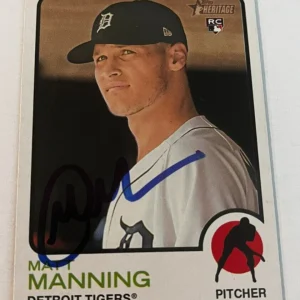 MATT MANNING SIGNED 2022 TOPPS HERITAGE BASEBALL CARD AUTO