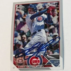 CHRISTOPHER MOREL SIGNED 2023 TOPPS CHROME BASEBALL CARD AUTO