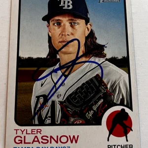 TYLER GLASNOW SIGNED 2022 TOPPS HERITAGE BASEBALL CARD AUTO