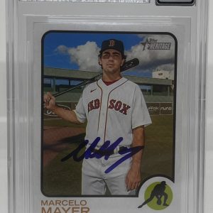 MARCELO MAYER SIGNED 2022 TOPPS HERITAGE SP BASEBALL CARD BECKETT BAS 10 AUTO