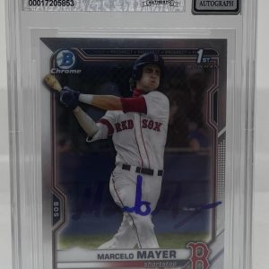 MARCELO MAYER SIGNED 2021 BOWMAN CHROME DRAFT BASEBALL CARD BECKETT BAS 10 AUTO