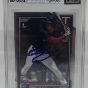 WALKER JENKINS SIGNED 2024 BOWMAN CHROME BASEBALL CARD BECKETT BAS 10 AUTO