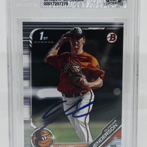 GUNNAR HENDERSON SIGNED 2019 BOWMAN DRAFT ROOKIE CARD BECKETT BAS AUTO