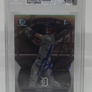 MAX CLARK SIGNED 2023 BOWMAN CHROME DRAFT REFRACTOR ROOKIE CARD BECKETT BAS AUTO
