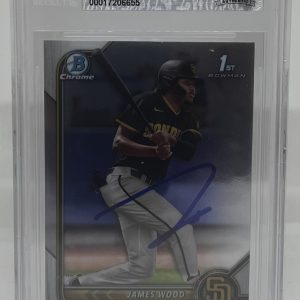 JAMES WOOD SIGNED 2022 BOWMAN CHROME PROSPECTS ROOKIE CARD BECKETT BAS AUTO