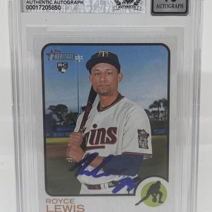 ROYCE LEWIS SIGNED 2022 TOPPS HERITAGE BASEBALL ROOKIE CARD BECKETT BAS 10 AUTO