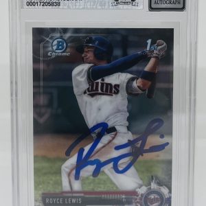 ROYCE LEWIS SIGNED 2017 BOWMAN CHROME DRAFT ROOKIE CARD BECKETT BAS 10 AUTO