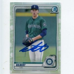 LOGAN GILBERT SIGNED 2020 BOWMAN CHROME DRAFT REFRACTOR CARD AUTO