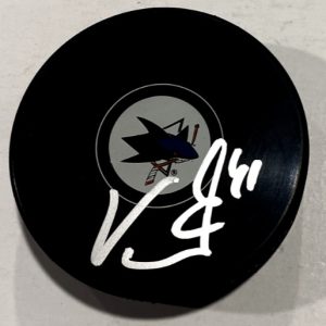 VITEK VANECEK SIGNED SAN JOSE SHARKS HOCKEY PUCK W/ CASE COA