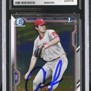 ANDREW PAINTER SIGNED 2021 BOWMAN CHROME DRAFT CARD #BDC-10 CGC AU JSA 10 AUTO