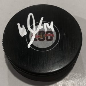 WYATT KAISER SIGNED CHICAGO BLACKHAWKS 100 YEARS HOCKEY PUCK W/ CASE COA