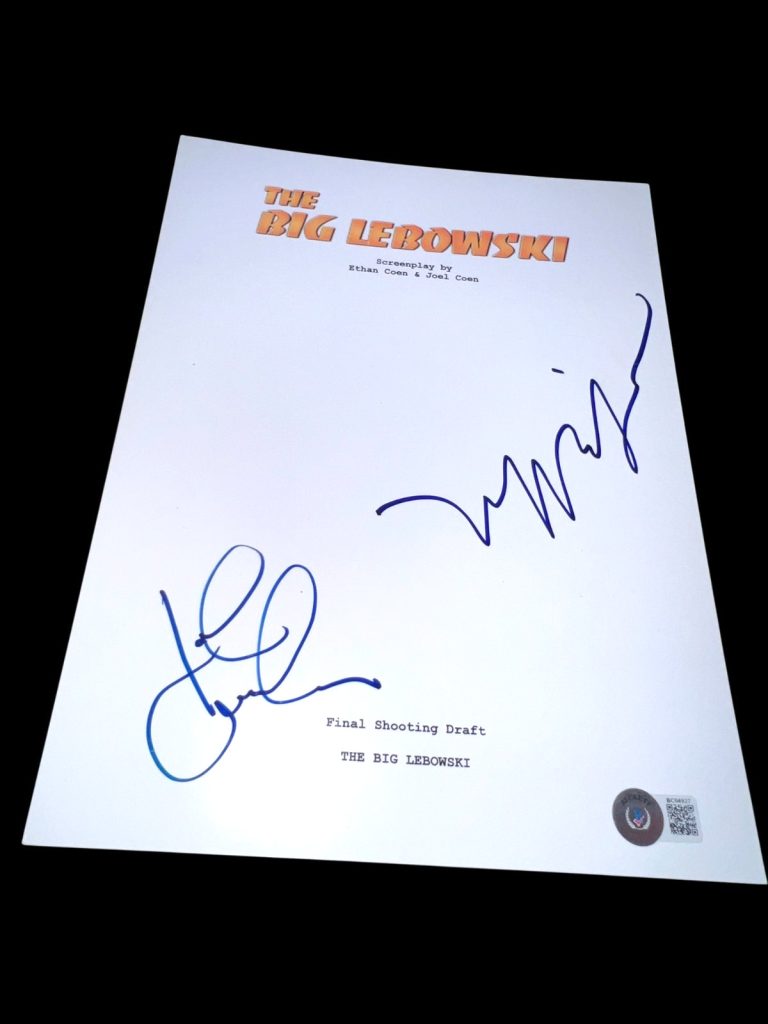 JEFF BRIDGES JOHN GOODMAN SIGNED MOVIE SCRIPT THE BIG LEBOWSKI BECKETT BAS COA M