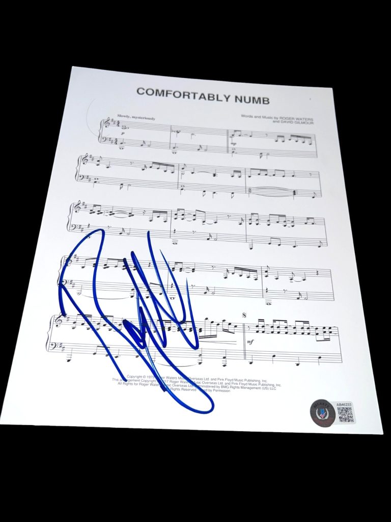 ROGER WATERS SIGNED AUTOGRAPH SHEET MUSIC COMFORTABLY NUMB PINK FLOYD BECKETT D