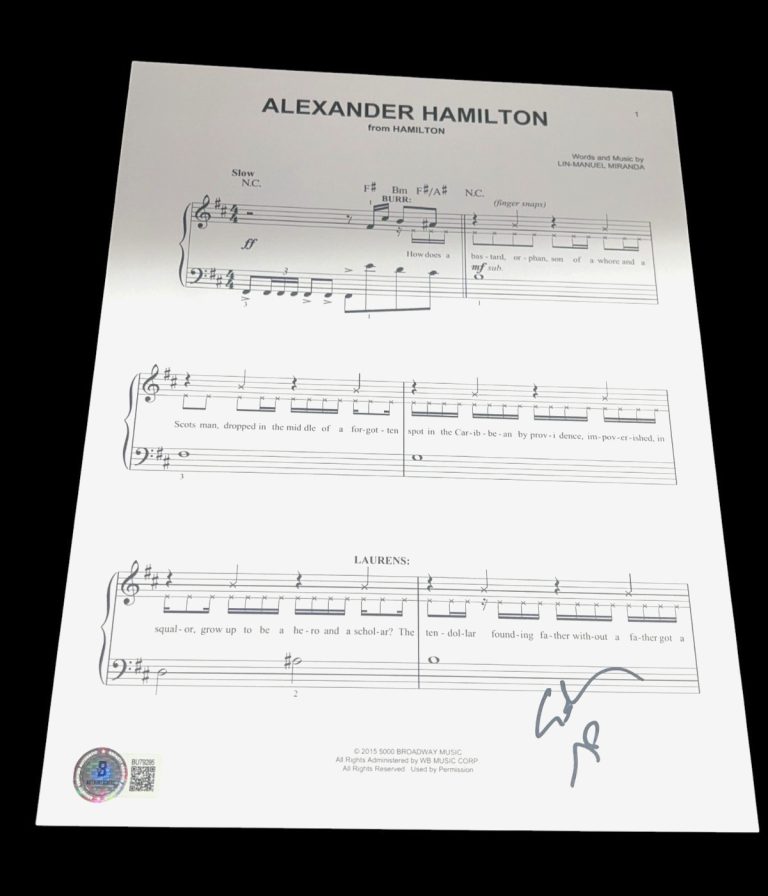 LIN MANUEL MIRANDA SIGNED AUTOGRAPH HAMILTON MY SHOT BECKETT BAS COA AUTO X1