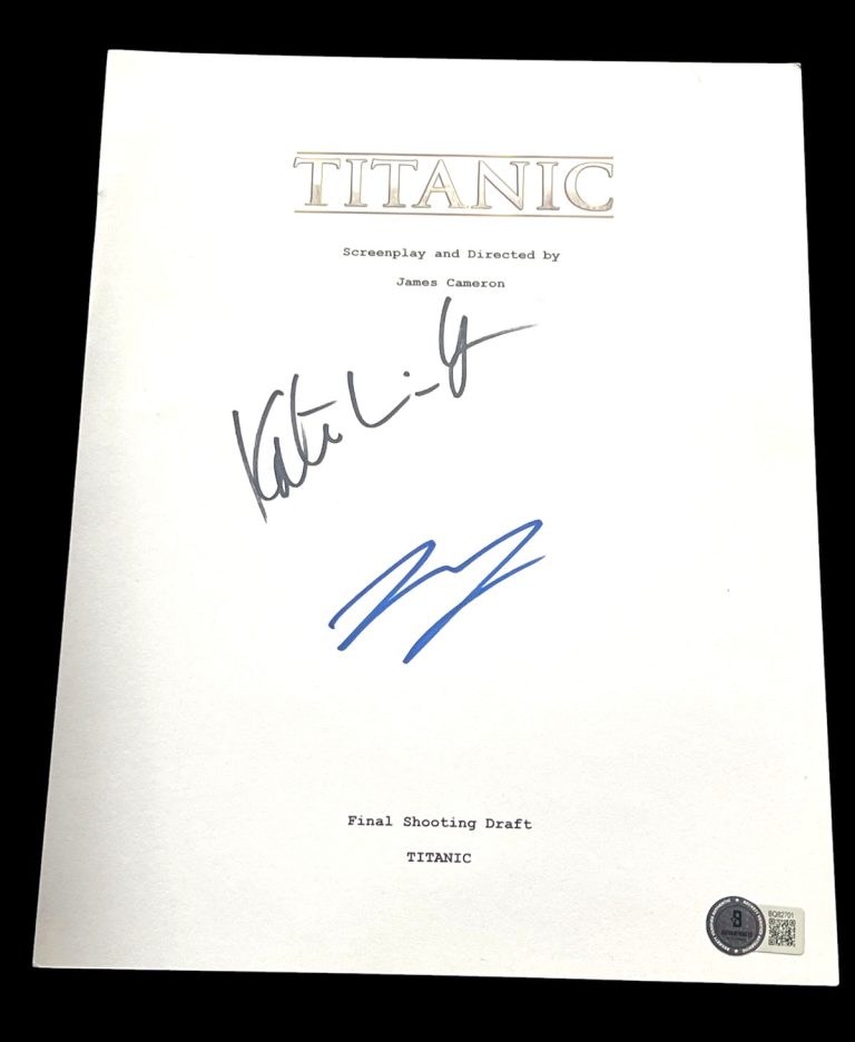 LEONARDO DICAPRIO KATE WINSLET SIGNED AUTOGRAPH MOVIE SCRIPT TITANIC BECKETT BAS