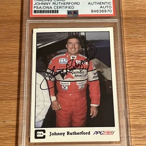 Johnny Rutherford #22 signed autograph auto 1987 A&S Indy Racing Card PSA Slab