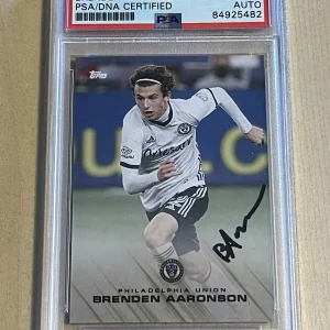 2020 Topps MLS Playoffs Brenden Aaronson #18 Rookie RC USMNT SIGNED AUTO PSA/DNA