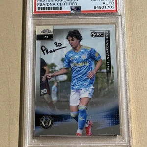 2021 Topps Chrome MLS Paxten Aaronson SIGNED AUTO RC Union USMNT Frankfurt PSA