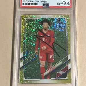 2020-21 Topps Chrome UEFA Yellow Diamond Ref #62 Leroy Sane SIGNED AUTO /299 PSA