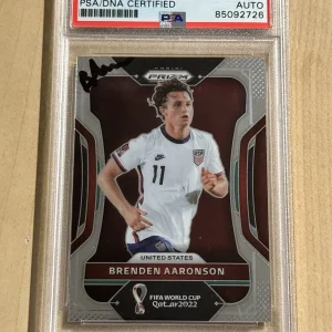2022 Prizm Soccer FIFA World Cup QATAR 2022 Brenden Aaronson Signed Auto PSA