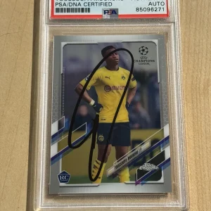 2020-21 Topps Chrome UCL Base #55 Youssoufa Moukoko ROOKIE RC SIGNED AUTO PSA