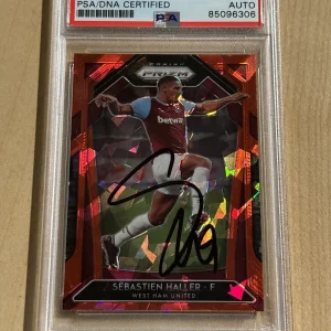 2020-21 Prizm EPL Soccer RED CRACKED ICE #194 SEBASTIEN HALLER SIGNED AUTO PSA