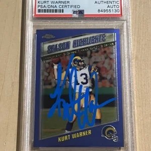 2000 Topps Chrome Kurt Warner SIGNED AUTO HL #191 RC Rookie St. Louis Rams PSA
