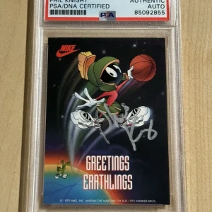 Phil Knight Signed Auto Marvin the Martian 1993 Nike Space Jam Sticker Card PSA