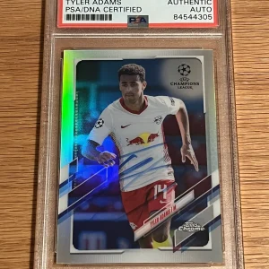 2020-21 Topps Chrome UEFA Champions League Tyler Adams Refractor Signed Auto PSA