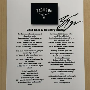 ZACH TOP SIGNED LYRIC SHEET AUTOGRAPHED COUNTRY SINGER STAR VERY RARE COA