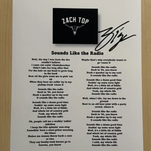 ZACH TOP SIGNED LYRIC SHEET AUTOGRAPHED COUNTRY SINGER STAR VERY RARE COA